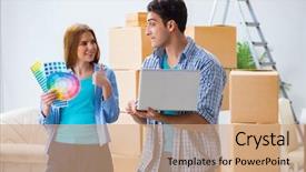  Presentation with planning family - Beautiful PPT theme featuring selection - young family planning home diy backdrop and a coral colored foreground