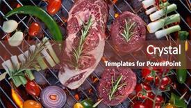  Presentation with meat beef - Slides featuring selection chicken - assorted delicious beef meat background and a tawny brown colored foreground