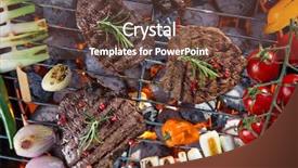  Presentation with meat beef - Cool new PPT theme with selection chicken - assorted delicious beef meat backdrop and a tawny brown colored foreground