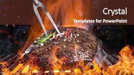  Presentation with beef steak bbq strip steak - Cool new PPT theme with selection chicken - delicious grilled beef steak backdrop and a tawny brown colored foreground