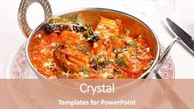  Presentation with curry - Colorful presentation theme enhanced with selection chicken - indian curry dish backdrop and a coral colored foreground