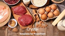  Presentation with protein food - Colorful slides enhanced with selection food higt in protein backdrop and a  colored foreground