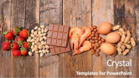  Presentation with allergy food - Beautiful PPT theme featuring selection of allergy food backdrop and a coral colored foreground