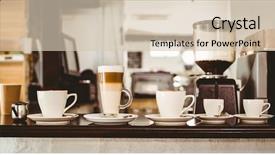  Presentation with machine shop - Presentation design having selection of coffee background and a lemonade colored foreground