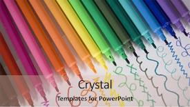  Presentation with magic - Colorful PPT theme enhanced with selection of colorful markers backdrop and a coral colored foreground