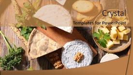  Presentation with dairy - Slide set with selection of dairy product cheese background and a gold colored foreground