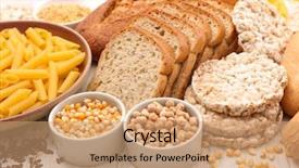  Presentation with free food - Presentation design featuring selection of food gluten free background and a coral colored foreground