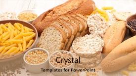  Presentation with free food - Slides consisting of selection of food gluten free background and a coral colored foreground