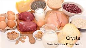 Presentation with protein food - Slide set enhanced with selection of food high background and a lemonade colored foreground