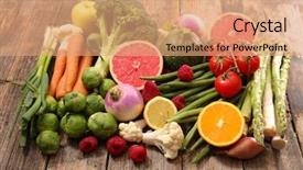  Presentation with food - PPT theme featuring selection of food low calorie background and a coral colored foreground