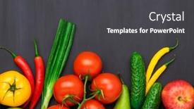 Presentation with fresh fruits vegetables - Presentation enhanced with selection-of-fresh-products background and a dark gray colored foreground
