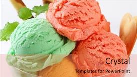  Presentation with ice cream sundae - Audience pleasing PPT layouts consisting of sundae with selection of fruity ice cream backdrop and a coral colored foreground