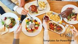  Presentation with restaurant - Amazing theme having selection-of-hearty-food backdrop and a yellow colored foreground