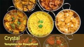  Presentation with indian food - Slides consisting of selection of indian curries background and a tawny brown colored foreground
