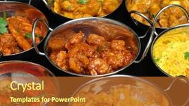  Presentation with indian food - Amazing PPT theme having selection of indian curries backdrop and a red colored foreground