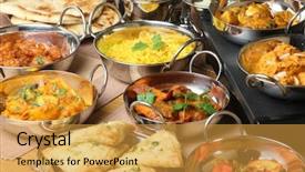  Presentation with indian food - Colorful slides enhanced with inner moon series arrangement of backdrop and a dark gray colored foreground