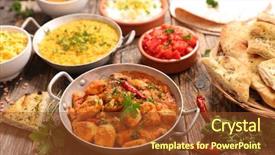  Presentation with indian food - Beautiful theme featuring selection of indian food backdrop and a tawny brown colored foreground