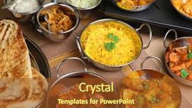  Presentation with indian food - Amazing PPT theme having selection of indian food backdrop and a tawny brown colored foreground