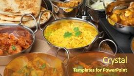  Presentation with indian food - PPT theme featuring selection of indian food background and a tawny brown colored foreground