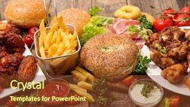  Presentation with junk food - Theme enhanced with selection of junk food american background and a tawny brown colored foreground