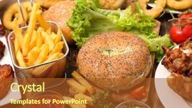  Presentation with junk food - Beautiful theme featuring selection of junk food american backdrop and a tawny brown colored foreground