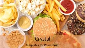 Presentation with junk food - Presentation design consisting of selection of junk food background and a gold colored foreground