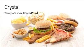  Presentation with junk food - Beautiful PPT theme featuring selection of junk food backdrop and a white colored foreground