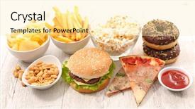  Presentation with junk food - Audience pleasing slides consisting of selection of junk food backdrop and a blonde colored foreground