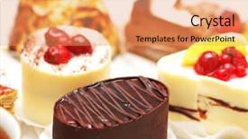  Presentation with tea cake - Slides featuring selection of sweet cakes background and a coral colored foreground