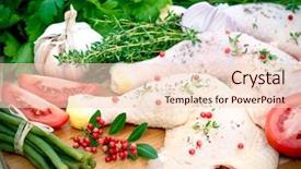  Presentation with fresh meat - Presentation theme enhanced with raw chicken meat portions background and a lemonade colored foreground