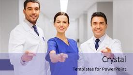  Presentation with health care law - Presentation theme having selections hiring - clinic profession people health care background and a light blue colored foreground