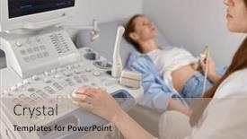  Presentation with fetus - PPT theme having selective-focus-doctor-doing-ultrasound background and a  colored foreground
