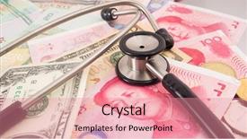  Presentation with financial report - Slides featuring selective focus image of financial report money and others background and a coral colored foreground