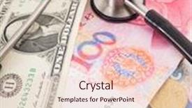  Presentation with financial report - Slides with selective focus image of financial report money and others background and a lemonade colored foreground