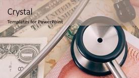  Presentation with financial report - Cool new slide deck with selective focus image of financial report money and others backdrop and a coral colored foreground