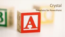  Presentation with alphabet - Slides having selective focus of alphabet blocks background and a  colored foreground