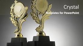  Presentation with gold trophy - Amazing theme having selective-focus-of-gold-trophy backdrop and a gray colored foreground