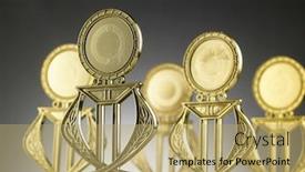  Presentation with gold trophy - PPT layouts consisting of selective-focus-of-gold-trophy background and a coral colored foreground