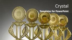  Presentation with gold trophy - Theme with selective-focus-of-gold-trophy background and a dark gray colored foreground