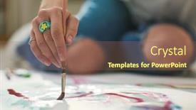  Presentation with focus - Presentation theme having selective-focus-of-hand background and a violet colored foreground