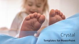  Presentation with kid feet - PPT layouts enhanced with selective-focus-on-a-cute background and a light blue colored foreground