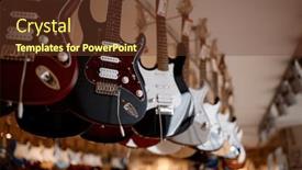  Presentation with electric guitar - Presentation theme having selective-focus-on-electric-guitar background and a  colored foreground