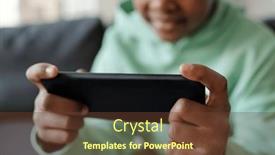  Presentation with movie - Presentation theme having selective-focus-on-hands background and a tawny brown colored foreground