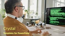  Presentation with monitor computer - Slide deck consisting of selective-focus-on-mature background and a tawny brown colored foreground