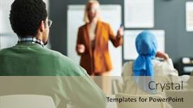  Presentation with highschool - Slides with selective-focus-on-rear-view background and a mint green colored foreground