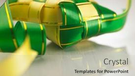  Presentation with marble - Slide deck with selective-focus-on-ribbon-ketupat background and a light gray colored foreground