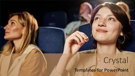  Presentation with popcorn movie - Presentation theme having selective-focus-shot-of-young background and a coral colored foreground