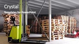 Presentation with forklift - Presentation theme enhanced with selector - electric forklift stacker in warehouse background and a  colored foreground