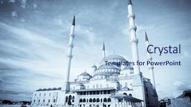  Presentation with islam al aqsa mosque - Presentation theme featuring selenium - kocatepe mosque in ankara turkey background and a sky blue colored foreground