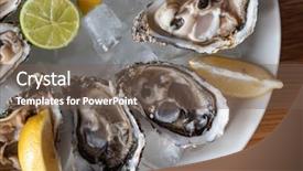  Presentation with oyster - Theme consisting of selenium - oyster on the ice background and a violet colored foreground